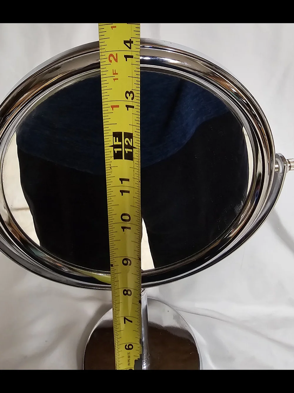 Polished Silver Double-Sided Pedestal Vanity Mirror